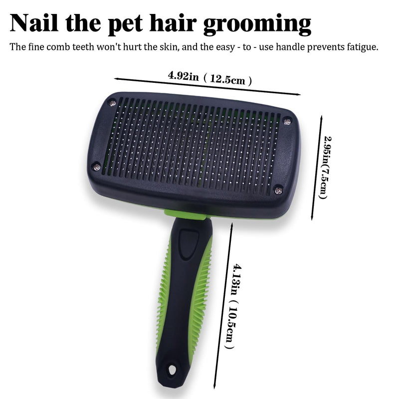 Self Cleaning Slicker Brush - Pet Hair Removal Tool for Long Short Hair grooming: Soft Rubber Tips Gentle on Sensitive Skin Cat Dog brush Specifically for Indoor pet hair removal glove (green) green - PawsPlanet Australia