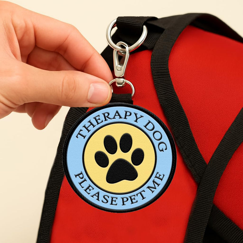 Therapy Dog ID Patch Tag - Double-Sided, Hangs from Therapy Dog Vest, Harness, or Leash - PawsPlanet Australia