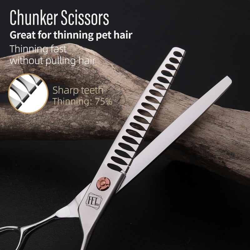Dog Grooming Scissors: 7 inch Pet Chunker Shears Made Of Japanese 440c Advanced Stainless Steel Professional Grooming Scissors for Dogs Cats and Other Pets - PawsPlanet Australia