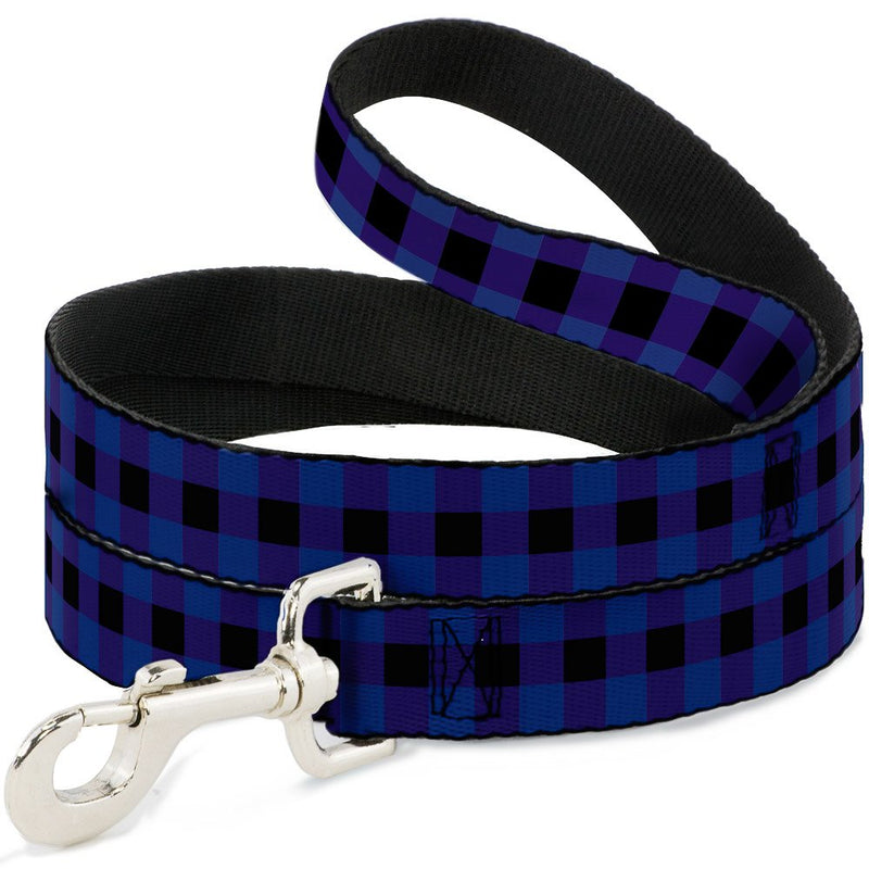 Dog Leash Buffalo Plaid Black Blue 6 Feet Long 1.0 Inch Wide 6 Feet Long - 1" Wide