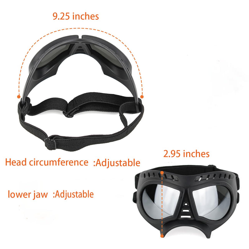 Dog Goggles, Sunglasses, UV Resistant, Waterproof, Windproof, Snow Resistant, Dog Skiing Eye Protection, pet Glasses Suitable for Medium and Large Dogs (Silvery) silvery - PawsPlanet Australia