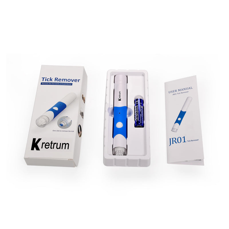 Kretrum Tick Removal Tool Pen Premium Auto Tick Remover Tool for Dogs Real Pain Free Tick Removal Tool for Humans One Click to Remove Tick Intact Brush Let It Come Out on Its Own