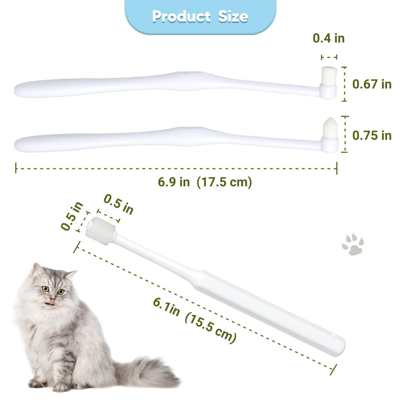Cat Toothbrush Ultra Soft Bristles, 3 Styles Pet Tooth Brushes for Cats or Small Dog, Silicone 360 Cylinder Head Kitten Teeth Brush, Micro Head Pet Dental Care White Storage Box - PawsPlanet Australia