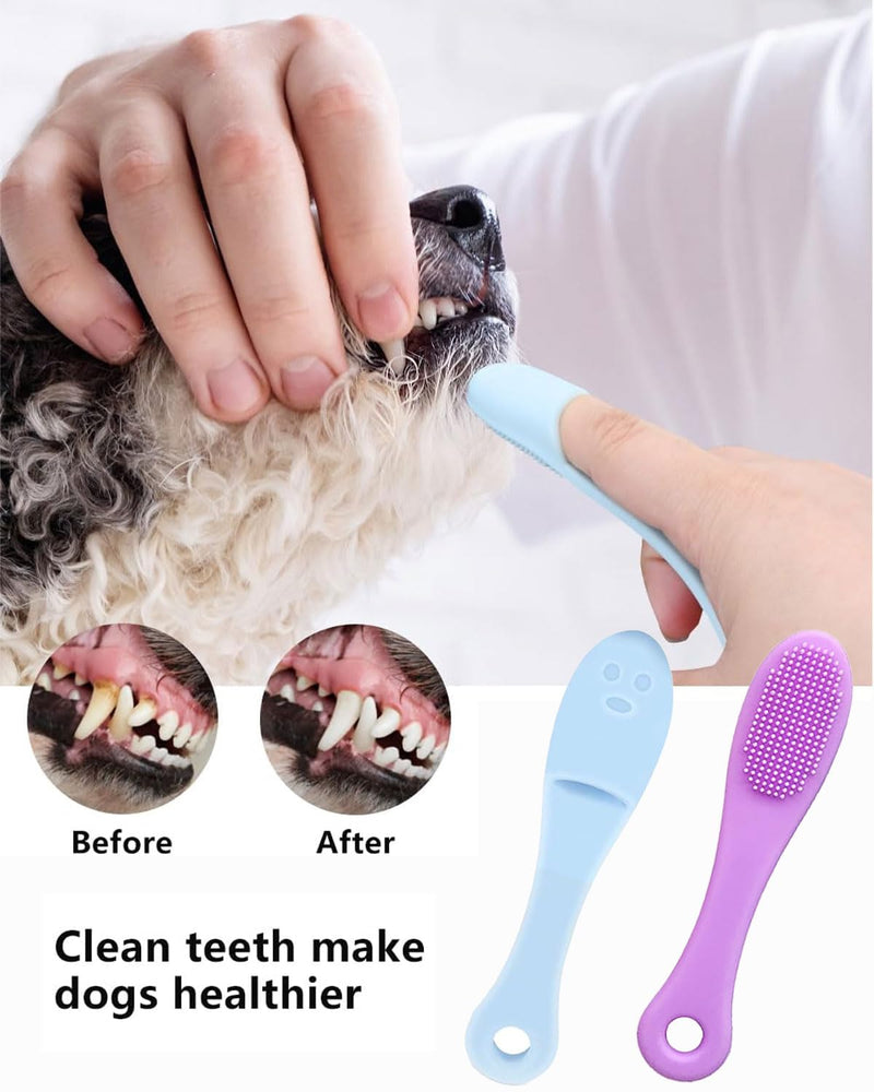Pack of 2 Silicone Dog Toothbrush, Puppy Toothbrush, Finger Toothbrush, Dog and Cat Teeth Care, Effective Teeth Cleaning for Large and Medium Dogs