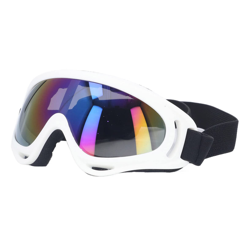 Vbestlife Dog Sunglasses, UV Protection Windproof Eye Protective Colorful Lens Large Dog Goggles Glasses 3004 white frame color film - PawsPlanet Australia