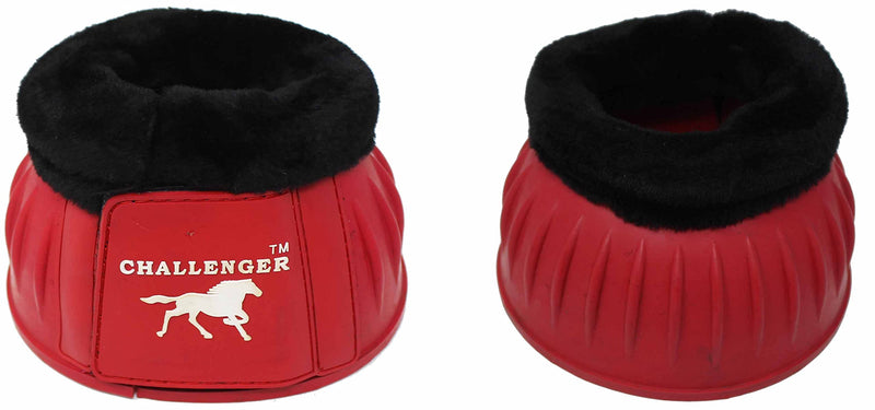 CHALLENGER Horse Training Ribbed Rubber Hoof Impact Overreach Protection Fleece Lined Bell Boots 41HI01