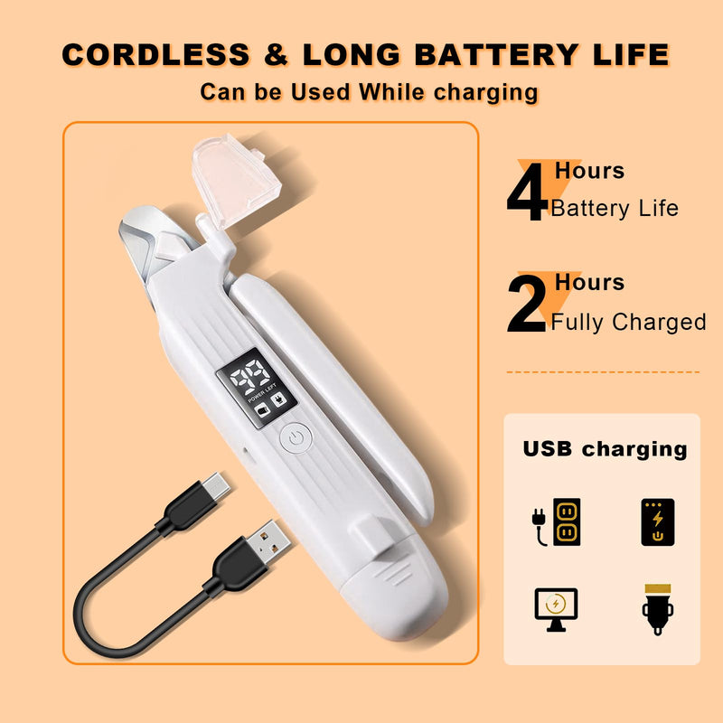 Upgrade 2026 Silent Nail Grinder Cordless for Pets with LED Light,2 in 1 Nail Clipper Trimmer and Grinder for Pets, Quick USB Charge,Suitable for Thick and Long Nails - PawsPlanet Australia