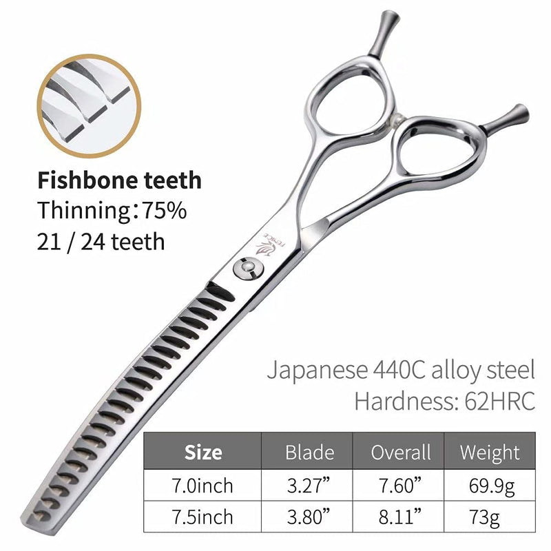 Fenice Peak Dog Grooming Shears Curved Chunker Scissors for Dogs and Cats Face Body Trimming Shears 440C 7'' fishbone teeth 7'' - PawsPlanet Australia