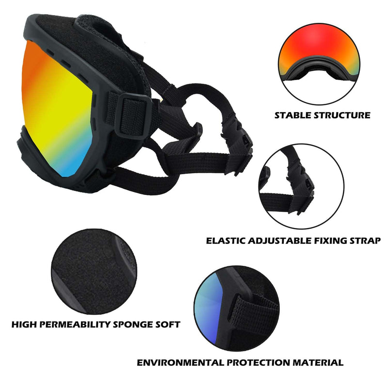 Dog Sunglasses with Adjustable Strap, UV Protection, Winproof Puppy Sunglasses, Suitable for Dogs Eyes Protection,Soft Dogs Goggles Large Black Frame Colored Lenses - PawsPlanet Australia