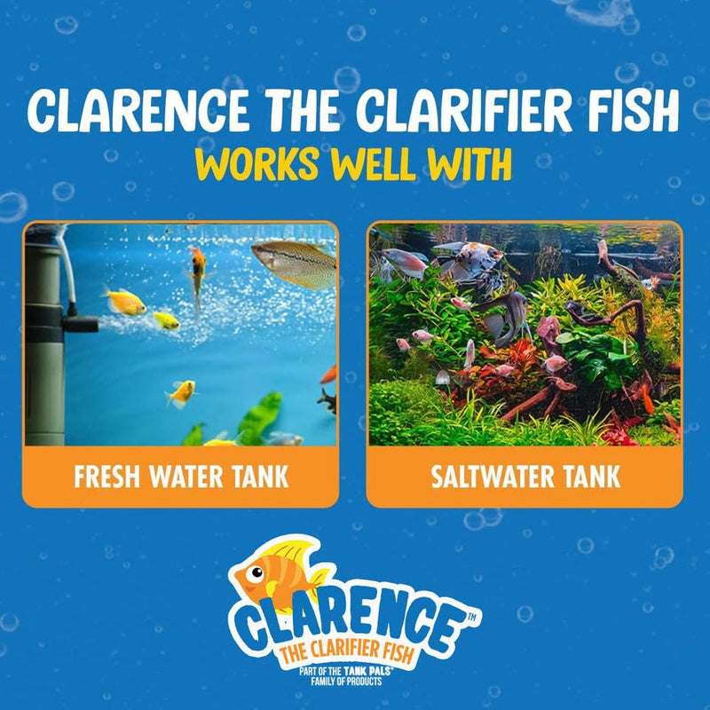 Clarence the Clarifier Fish - 3 pk, Purple - Aquarium Treatment, Clear Cloudy Fresh-Saltwater, Fish-Plant Safe, 10gal Tank Maintenance Each 3 Pack