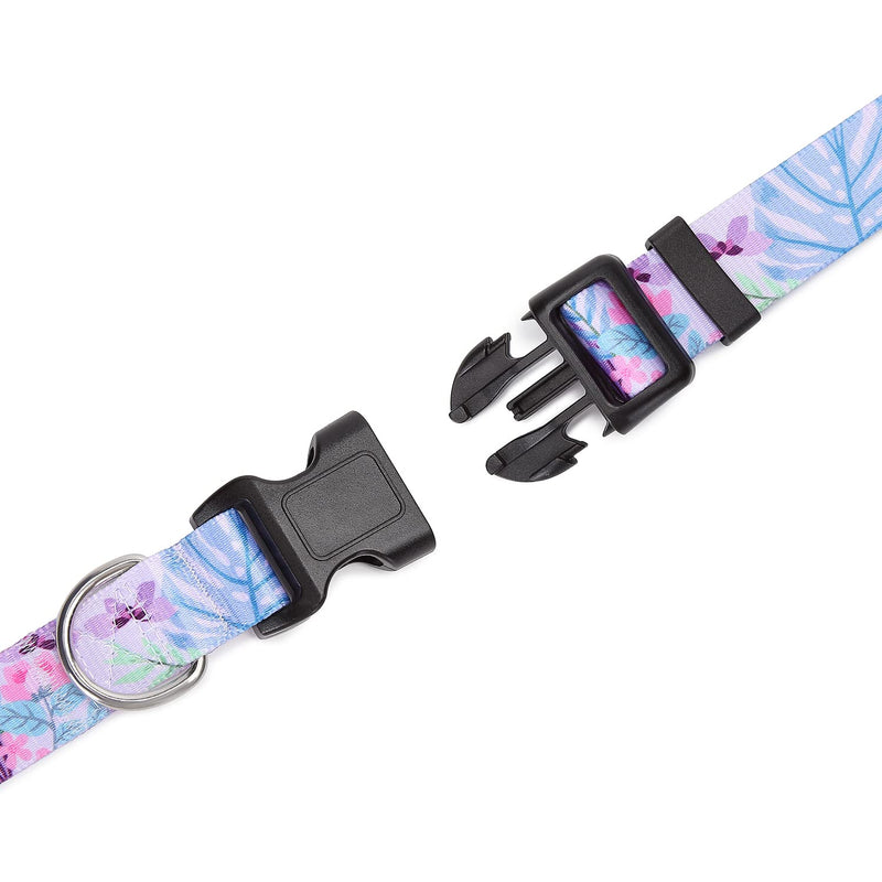 Adjustable Dog Collar with Patterns, Ultra Comfy Soft Nylon Breathable Pet Collar for Small Medium Large Dogs (S, Purple Flower) S - PawsPlanet Australia
