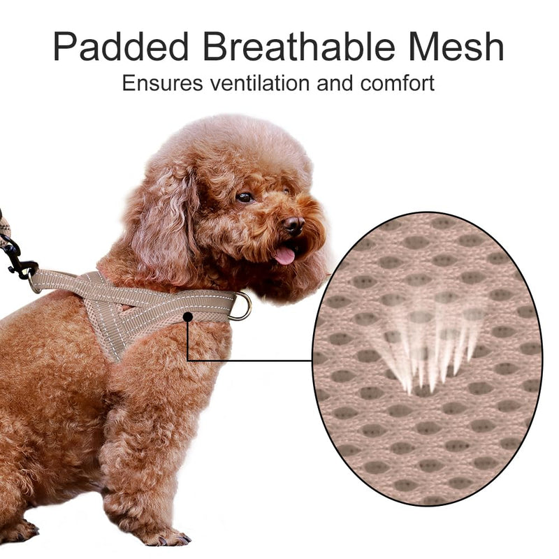 Plutus Pet No Pull Dog Harness with Breathable Mesh Padded, Adjustable Reflective Escape Proof Dog Harness, Quick Fit Dog Vest Harness for Small Medium Large Dogs(M, Beige) M: chest 19.7"-25.2" - PawsPlanet Australia