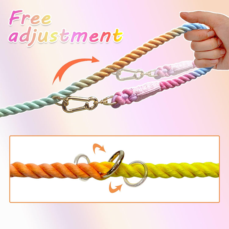 LWBMG Multifunctional Rope Dog Leash 7 FT with Double Swivel Hook Hands Free for Small Medium and Large Dogs Running Walking Macaron 7FT x 1/2in - PawsPlanet Australia