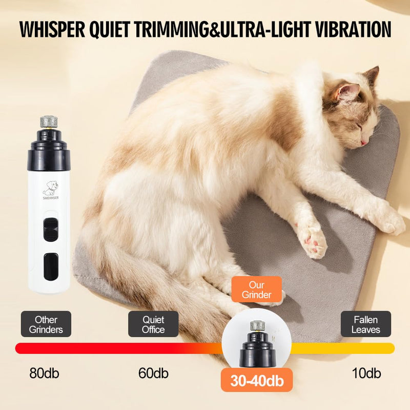 Abnaok Huesom Silent Groom Pro for Dogs, Dog Nail Grinders,Pet Nail Grinder with Led Lights, Rechargeable USB Charging,with Replacement Grinding Heads for Dogs, Cat - PawsPlanet Australia
