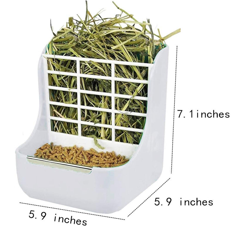 Rabbit Feeder Bunny Guinea Pig Hay Feeder, Hay Food Bin Feeder, Hay and Food Feeder Bowls Manger Rack for Rabbit Guinea Pig Chinchilla White+ - PawsPlanet Australia