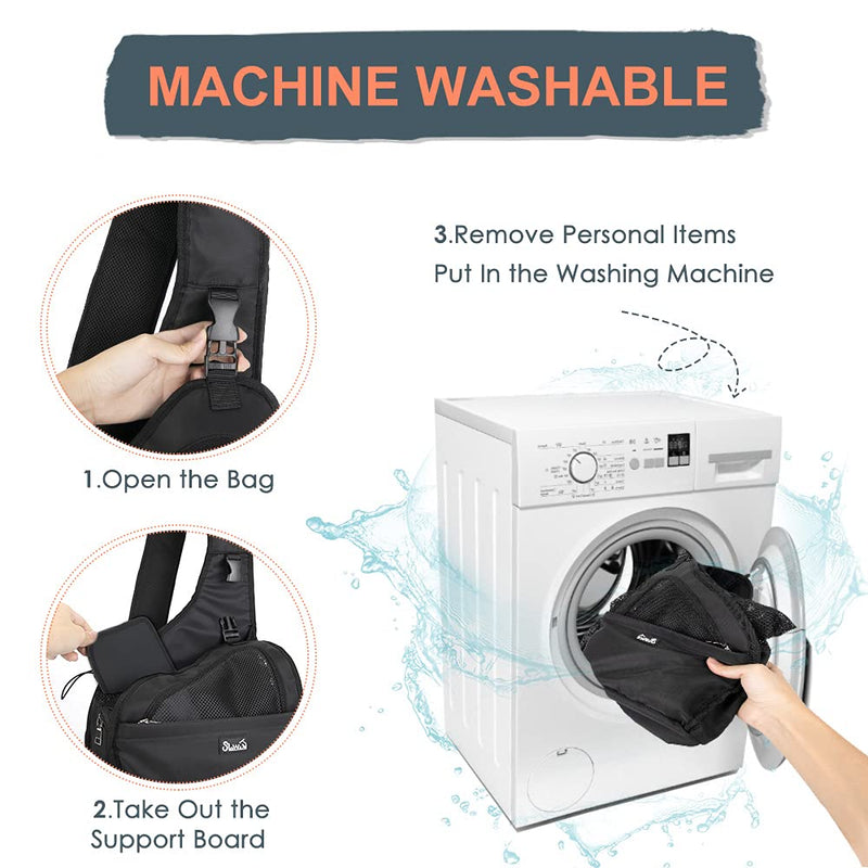 AUTOWT Small Animal Sling, Hands Free Papoose Small Dogs Cats Pet Puppy Travel Carrier Bag Tote Adjustable Padded Strap Breathable Mesh Hard Bottom Support Drawstring Opening Front Pocket Safety Belt For Pet Up to 6 lbs Black - PawsPlanet Australia