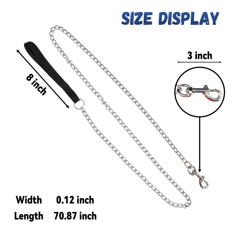 Heavy Duty Dog Leash 6ft Metal Pet Lead with Stainless Steel Links for Medium Large Dog (Black) - PawsPlanet Australia