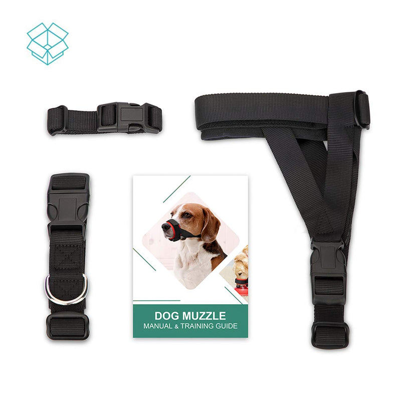 Mayerzon Dog Muzzle Soft Anti Barking Muzzle for Small, Medium and Large Dogs, Adjustable and Breathable L Black