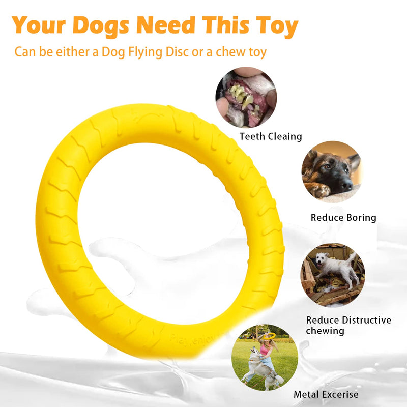 Indestructible Dog Toys Dog Chew Toy for Aggressive Chewers Flying Discs for Medium/Large Breeds Dog Training Ring,Floating Dog Ring Toys for Throwing,Catching, Flying Lightweight Dog Toy Yellow