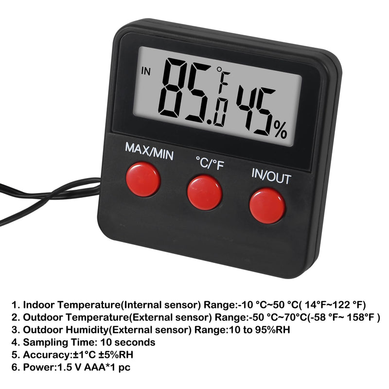 3PCS Digital Reptile Thermometer and Humidity Gauge Remote Probes Reptile Terrarium Thermometer Hygrometer Indoor Outdoor Temperature and Hygrometer Gauge - PawsPlanet Australia