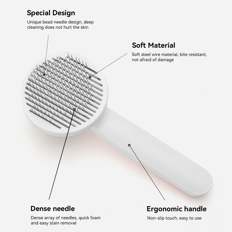 Pet Grooming Brush, Self Cleaning Slicker Brush for Dogs Cats, Gently Removes Loose Undercoat, Mats Tangled Hair, for Pet Massage- Upgraded (Pink) - PawsPlanet Australia