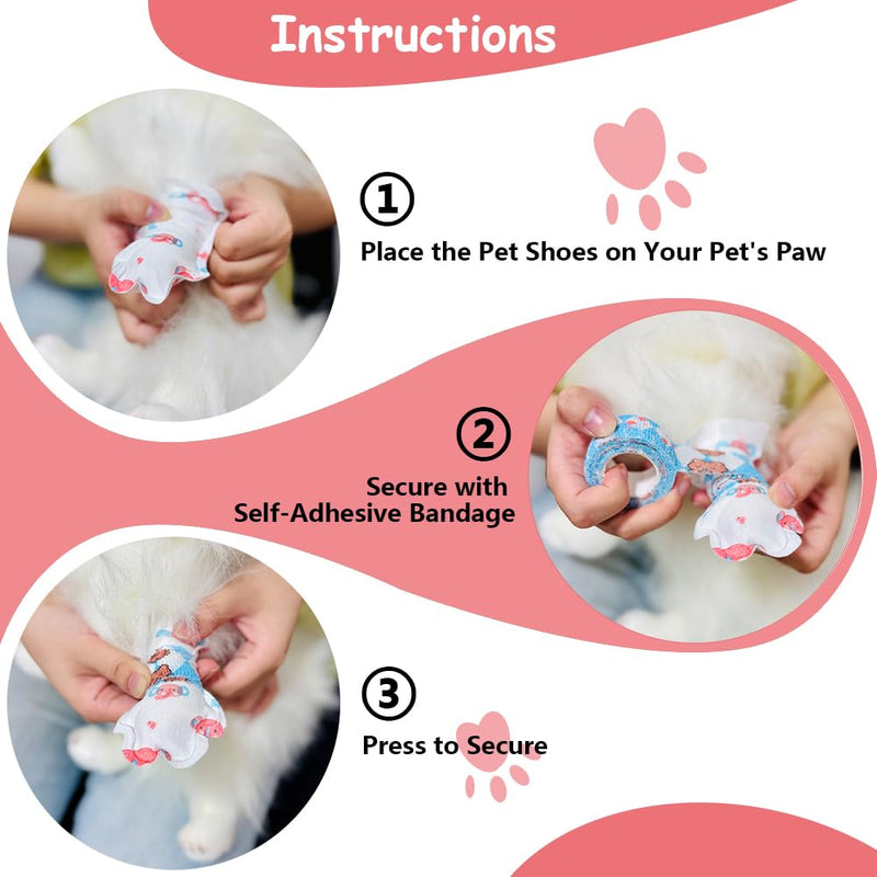 Disposable Dog Booties for Dogs Cats Paw Protector,Waterproof and Breathable with Adjustable Bandage,32Pcs Pet Booties for Small Medium Large Dogs Indoor & Outdoor Use(L,Paw Width:2.57~3.15inches) L(Large:Paw Width:2.57~3.15inches)