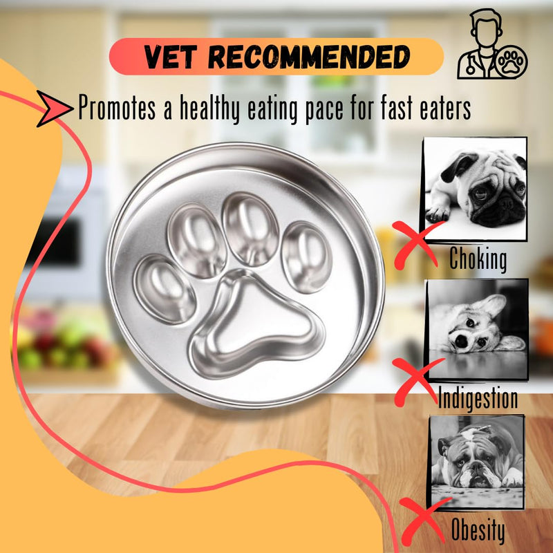 STRUNGZ | Slow Feeder Bowl | Stainless Steel Slow Feeder Bowls | Stainless Steel Dog Bowls | 2 Cups Capacity Dog Slow Feeders | Non-Slip Silicone Base Slow Feeder Dog Bowl | Slow Feeder Dog Bowls - PawsPlanet Australia