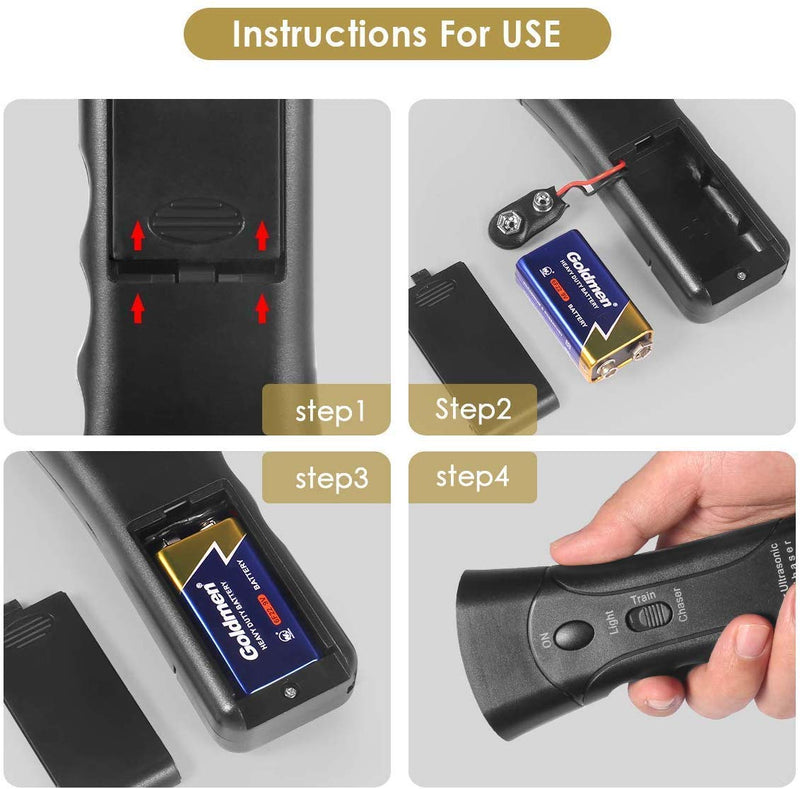 Ultrasonic Dog Trainer Device Electronic Dog Deterrent/Dog Barking Control Devices Training Tool Stop Barking Sonic Dog Repeller (Black) - PawsPlanet Australia