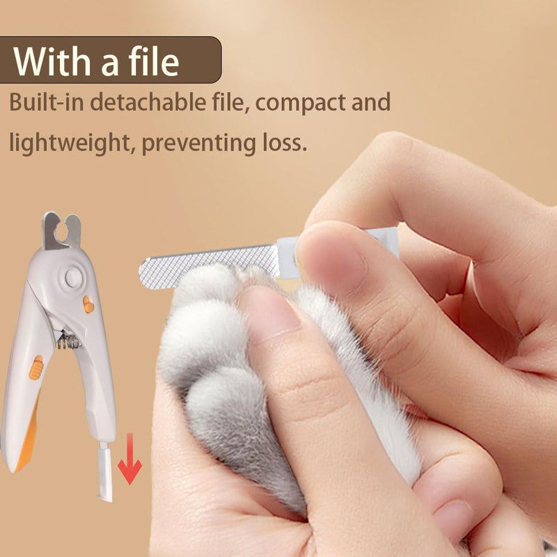 LED Dog Nail Clipper with Light, Illuminate Nails and Bloodline for Safe Trimming, with Nail File, Transparent Guard and Safety Lock, Suitable for Cats and Dogs-White White - PawsPlanet Australia