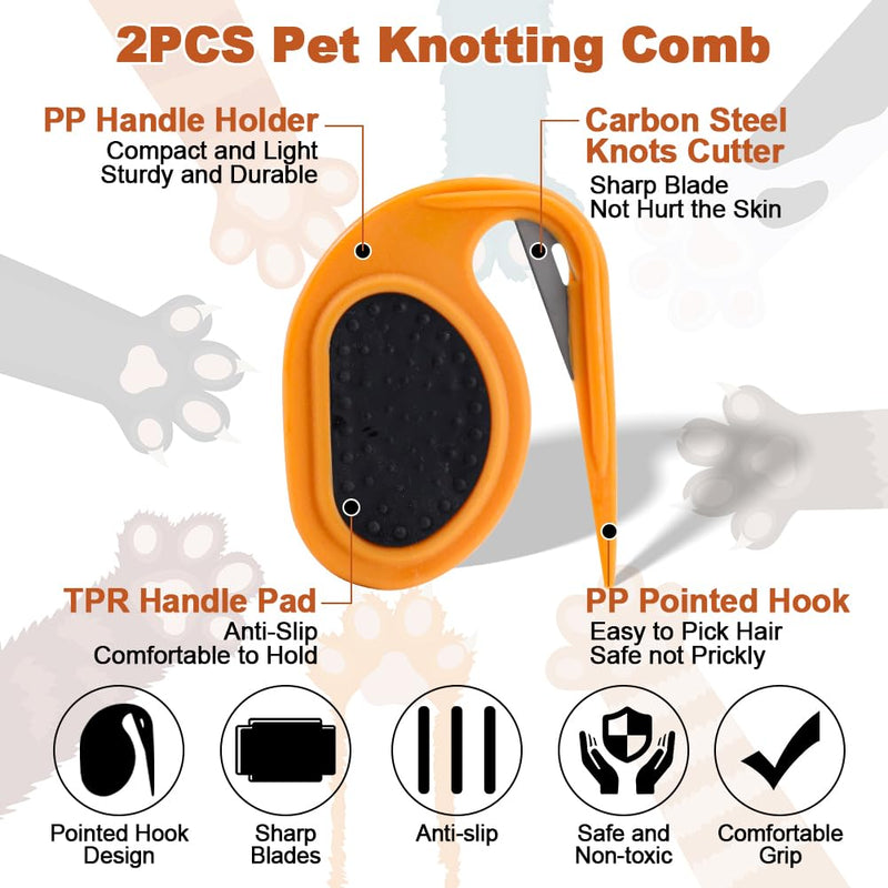 2PCS Pet Knotting Comb with 1PC Cat Brush Dog Brush with Release Button for Shedding, Jaxbo Pet Grooming Comb Dog and Cat Shedding Tool for Removing Tangled and Loose Hair - PawsPlanet Australia