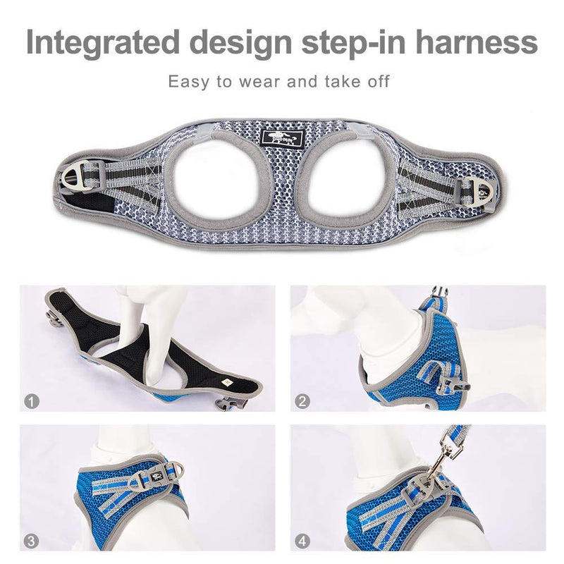 Dog and Cat Universal Harness with Leash - Cat Harness Escape Proof - Adjustable Reflective Step in Dog Harness for Small Dogs Medium Dogs - Soft Mesh Comfort Fit No Pull No Choke (XS, Grey) XS - PawsPlanet Australia