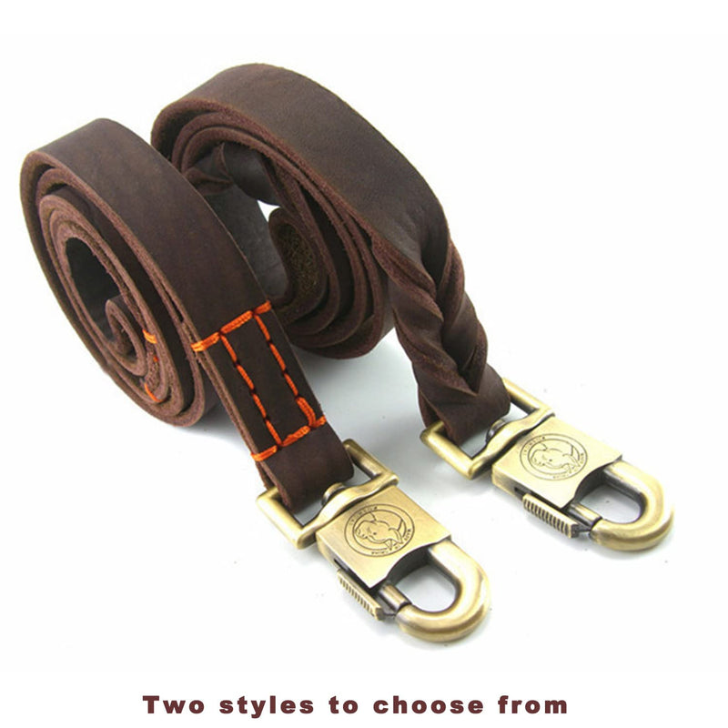 Leather Heavy-Duty Dog Leash, 3ft Brown, 1in Width, 35in Length, Suitable for Medium to Large Dogs rope - PawsPlanet Australia
