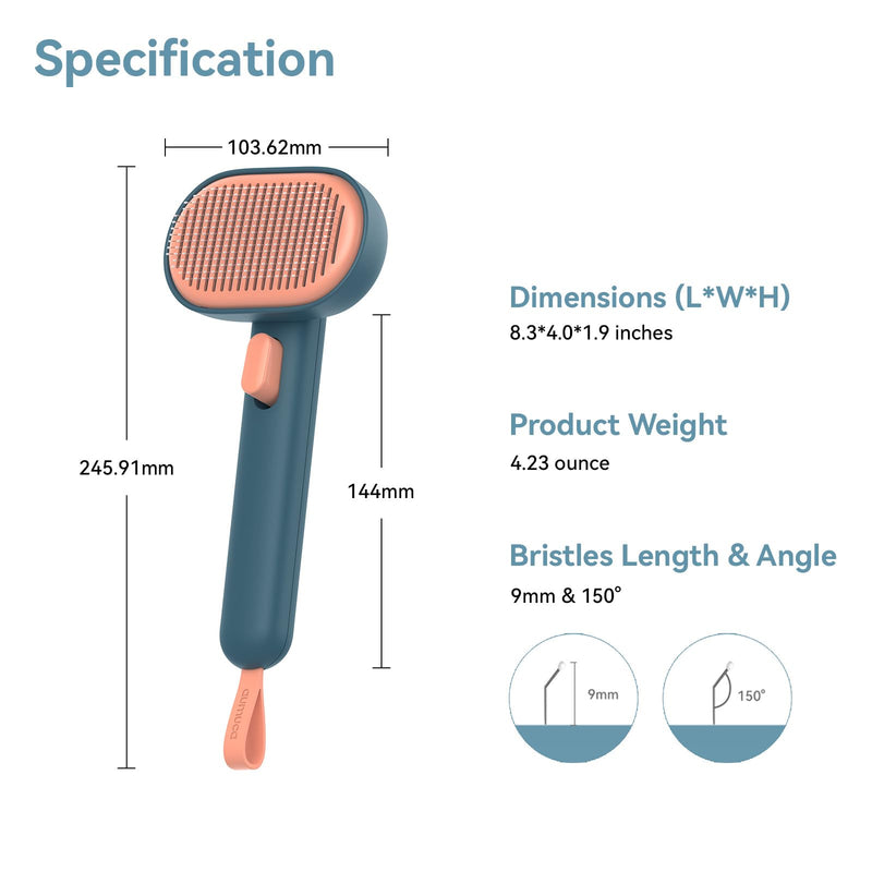 aumuca Cat Brush, Self Cleaning Pet Grooming Brush with Front Release Button, Cat Brushes for Grooming to Remove Loose Fur, Tangles & Dirt, Great for Long and Short Haired Cats Green - PawsPlanet Australia