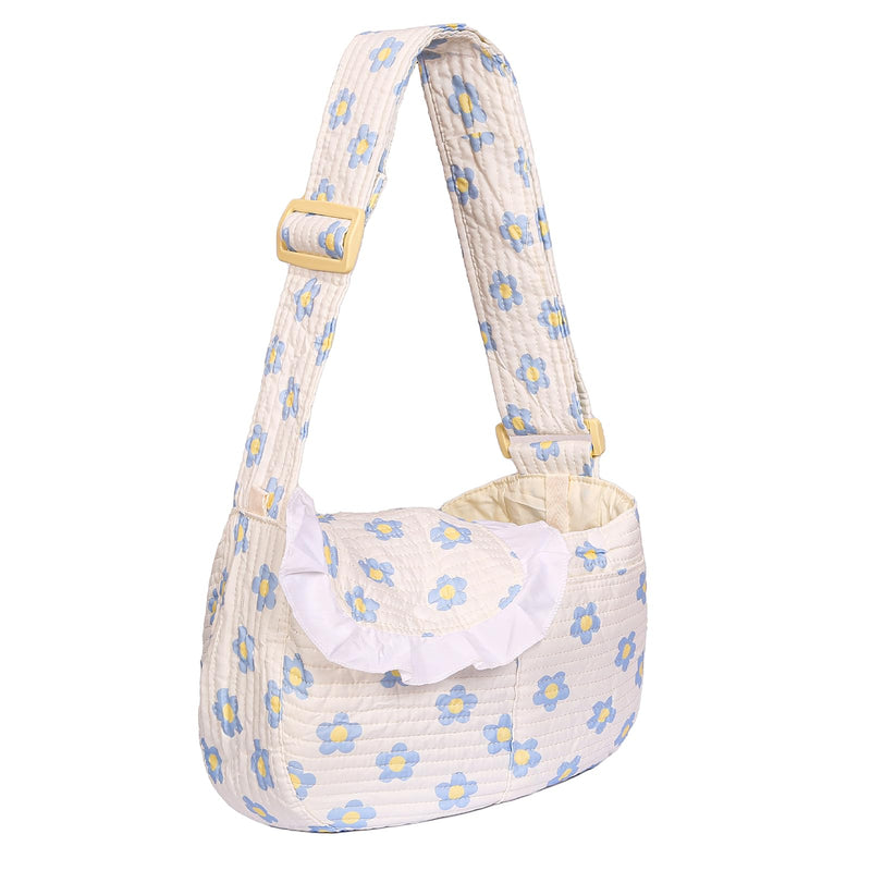 Floral Print Pet Carrier Bag for Small Dogs and Cats, Hands-Free Design Pet Bags(Blue Floral, Small) Blue floral - PawsPlanet Australia