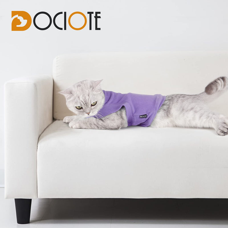 Soft Fleece Dog Sweatshirt - Warm Dog Sweaters for Small Medium Dogs Cats Cold Weather - Cat Sweater Pullover Stretchy Hoodie Easy On - Comfortable Dog Winter Clothes Pet Sweaters Vest for Doggie Purple L - PawsPlanet Australia