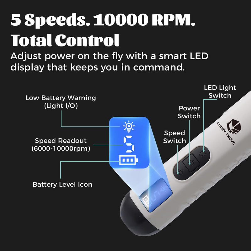 2026 Upgraded Silent Groom Pro Pet Nail Grinder,5-Speed Dog Nail Grinder with Led Light, 45db Quiet Painless Paws Grooming & Smoothing for Small Medium Large Dogs & Cats (1+2*Replacement Head) (White) White - PawsPlanet Australia