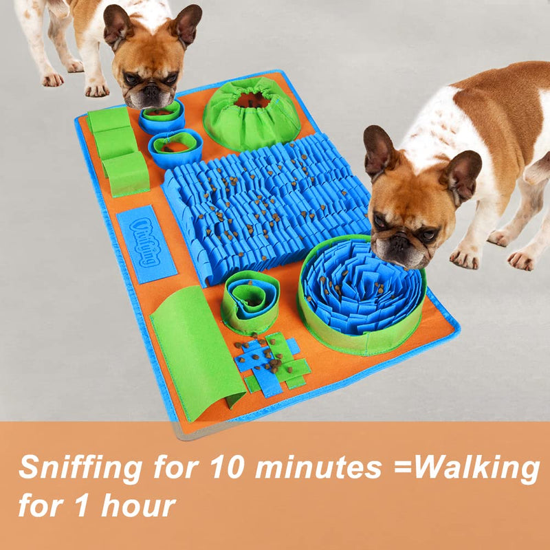 Vivifying Snuffle Mat for Dogs, Interactive Dog Puzzle Toy for Boredom and Mental Stimulation, Enrichment Feeding Game Sniff Mat Helps Dogs and Cats Slow Eating and Keep Busy Blue Green Orange - PawsPlanet Australia