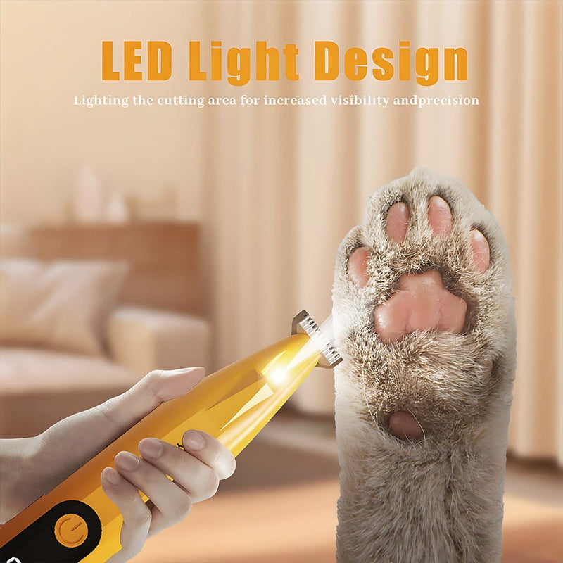 Dog Paw Trimmer, Low Noise Paw Hair Trimmer for Dogs with LED Light Wireless Pet Shaver, Suitable for Claws, Ears, Face, HIPS and Eyes(Orange) Dog Paw Trimmer Orange - PawsPlanet Australia
