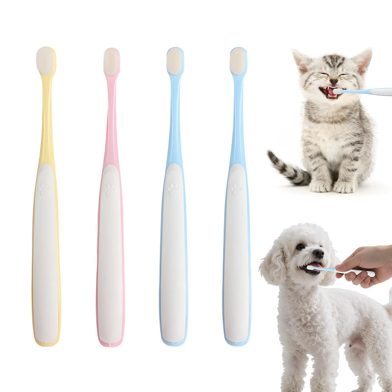 Pet Toothbrush Set for Small Dogs and Cats, 4 Pack Micro Head with Soft Bristles
