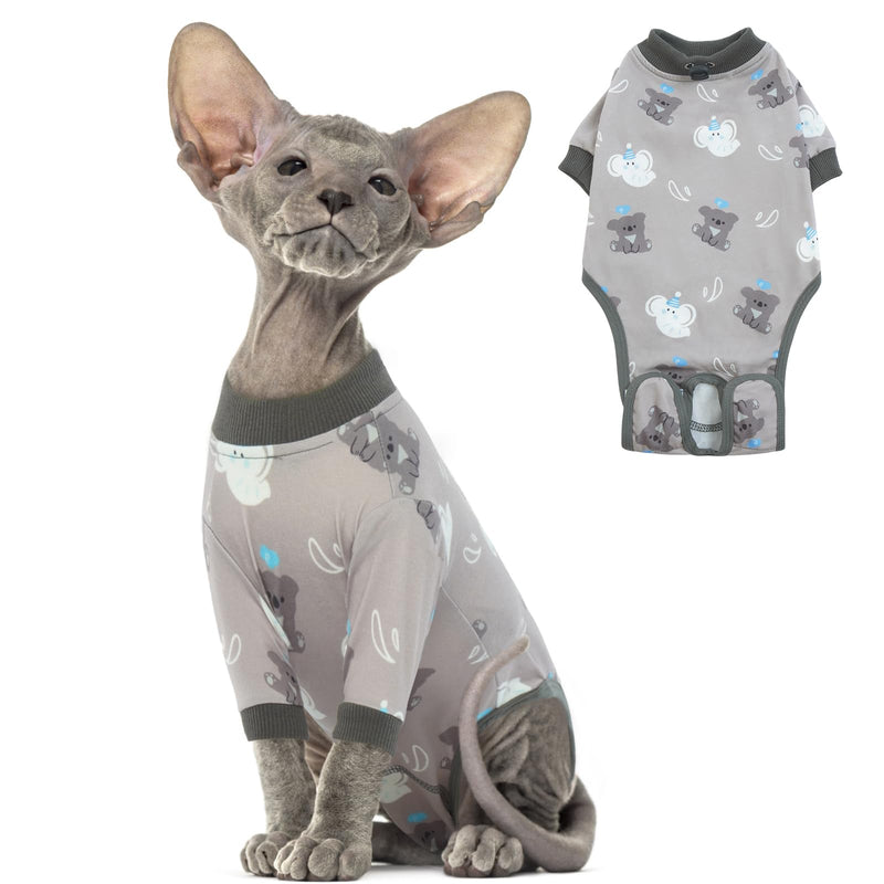 DENTRUN Cat Surgery Recovery Suit Female Male Cats Spay/Neuter Suit Soft Onesie After Surgery, Kitten Surgical Collar Cone Alternative Shirt, Abdominal Wounds Anti-Licking Cat Body Suit Post Surgery Medium Grey
