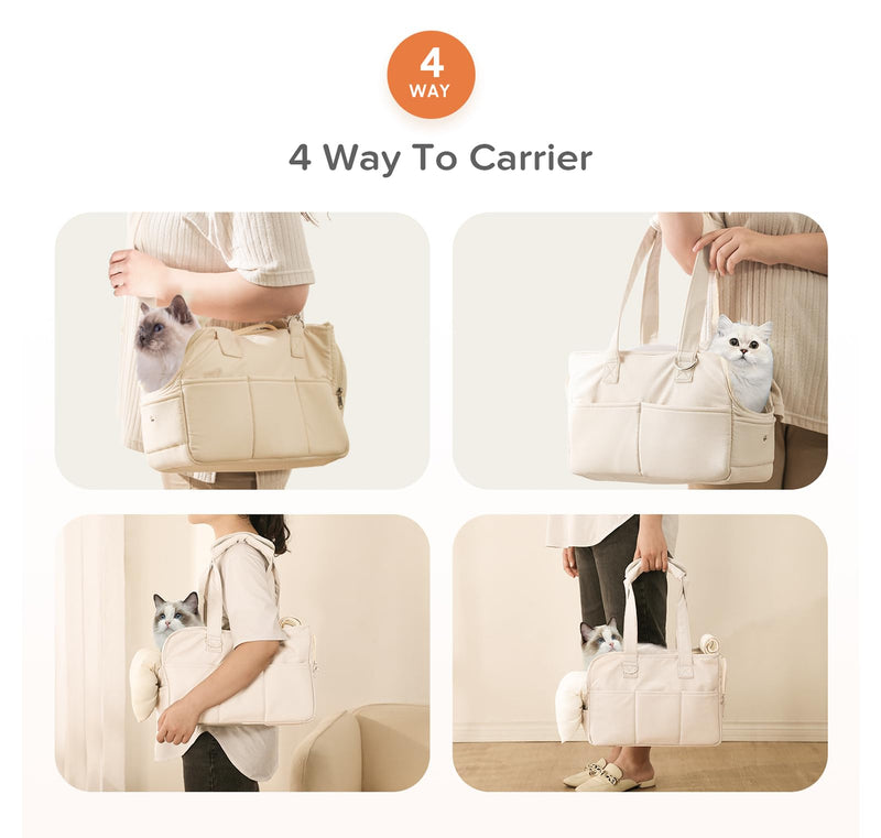 Dog Carriers for Small Dogs, Soft Sided Folding Dog Purse for Dogs Medium Cats Puppies up to 13 Lbs, Washable Breathable Puppy Carrier for Outdoor Travel (Small Beige) 15"L x 7"W x 10"H - PawsPlanet Australia