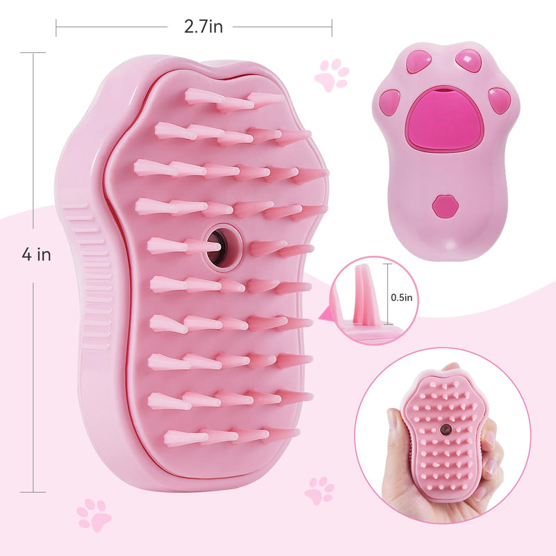 Cat Steam Brush - Self Cleaning Steamy Massage Brush for Indoor Cats, Removing Shedding, Tangled and Loose Hair - Cat Paw Model pink - PawsPlanet Australia