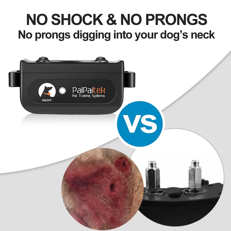 Paipaitek No Shock Dog Training Collar, 3300ft Range Vibrating Dog Collar, IPX7 Waterproof Dog Training Collar with Remote, only Sound and Vibration Collar for Training Dogs Black - PawsPlanet Australia