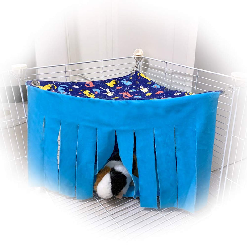 FULUE Guinea Pig Corner Hideout Hammock and Bed,Ferret Corner Hammock and Bed Cave Cozy for Guinea Pig Ferret Chinchilla Rats for Playpen C&C Cage Midwes Cage Blue - PawsPlanet Australia