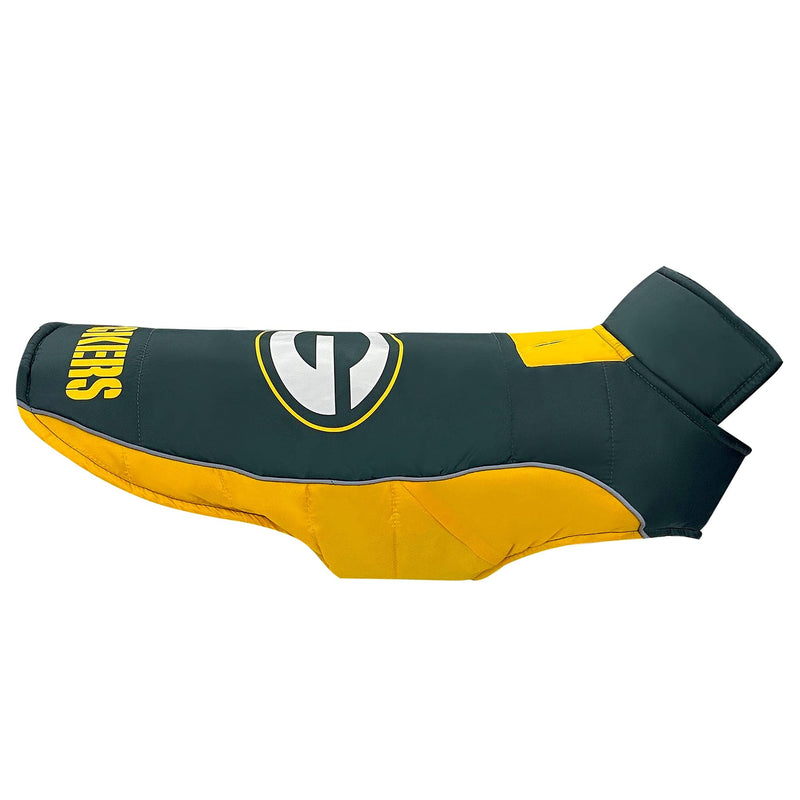 NFL Green Bay Packers Puffer Vest for Dogs & Cats, Size Medium. Warm, Cozy, and Waterproof Dog Coat, for Small and Large Dogs/Cats. Best NFL Licensed PET Warming Sports Jacket