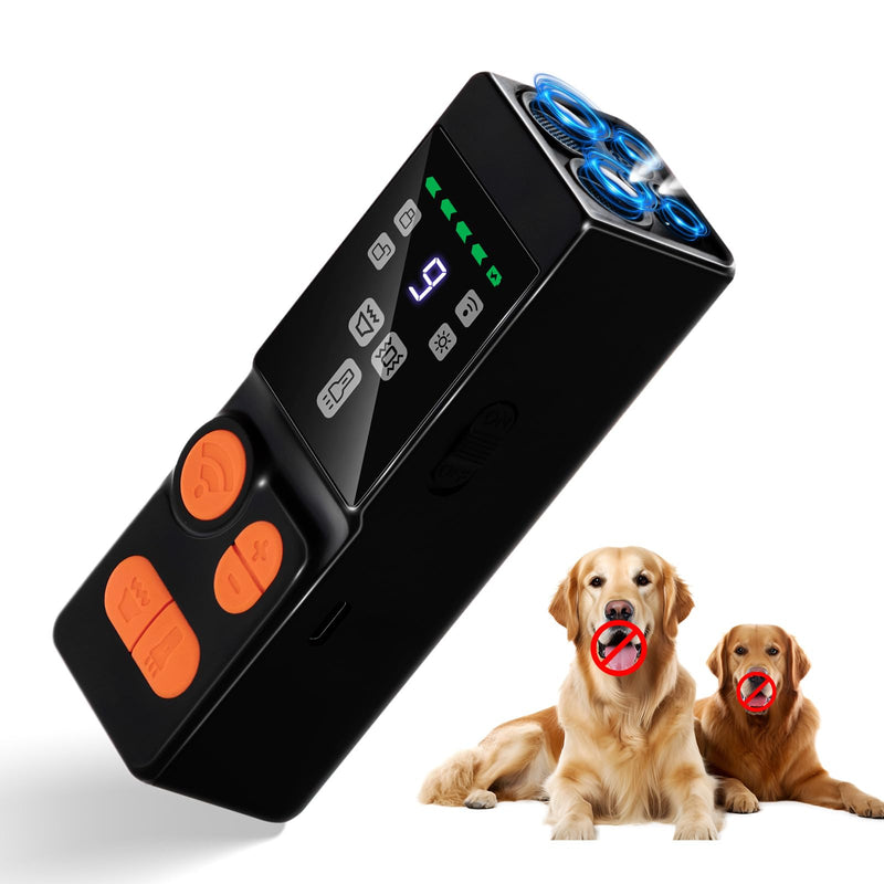 Dog Bark Deterrent Device, 4X Ultrasonic Dog Repeller with Powerful Flashlight, Human & Pet Safe, Effective Training & Deterrent Aid for Indoor/Outdoor Use