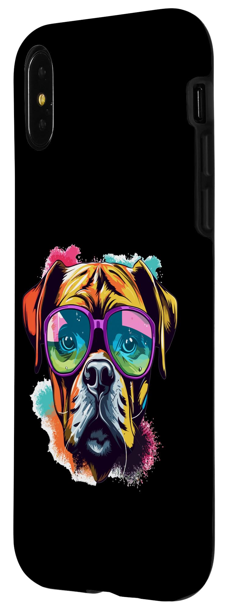 iPhone X/XS Boxer Dog Breed Pet with Sunglasses Pop Art Colorful Case iPhone X/XS