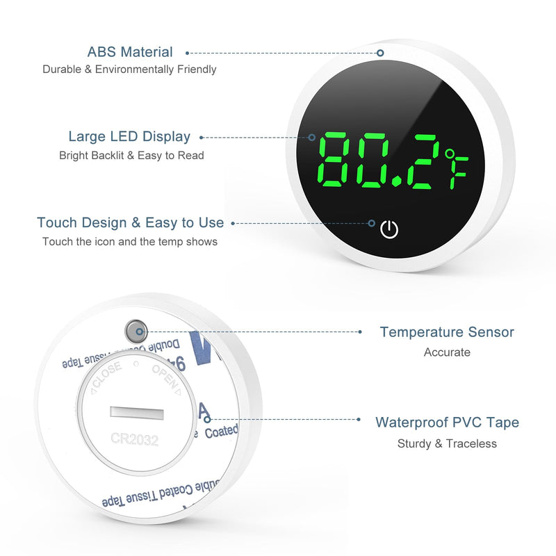 Upgraded Aquarium Thermometer, Wireless Digital Fish Tank Thermometer with Touch Screen, ±0.1°F High Precision, 5S Refresh Speed, Stick-on Thermometer for Aquariums, Glass Containers - PawsPlanet Australia