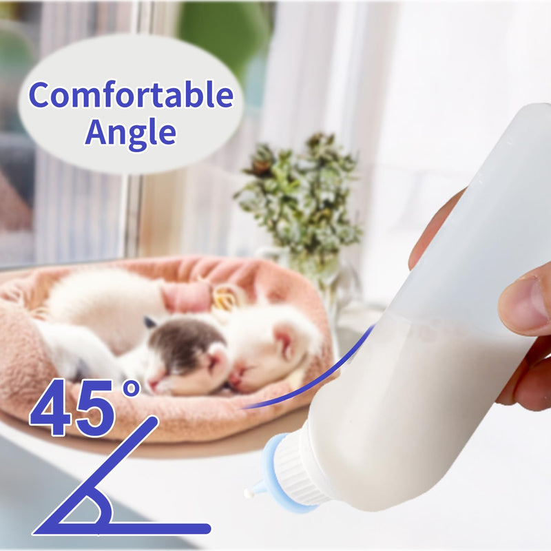 5Pack Kitten Bottle for Nursing Puppy Milk Kitten Bottles Feeding Kit Silicone Nipple for Newborn Pets Kittens, Puppy,Squirrel (Blue) - PawsPlanet Australia