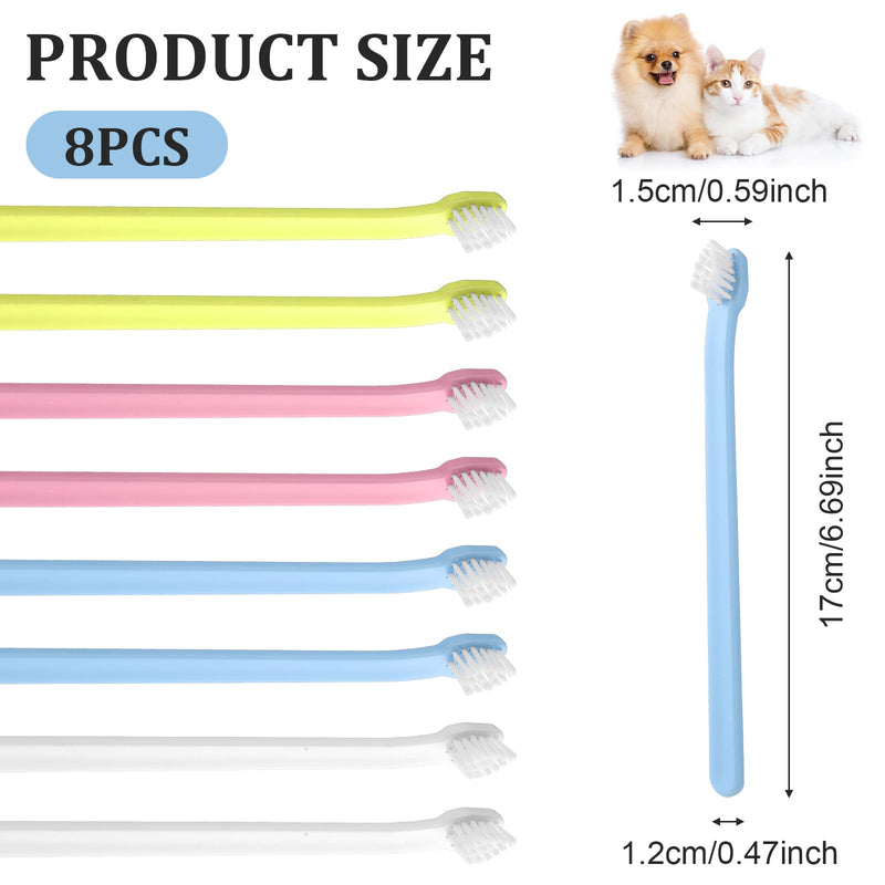 Pack of 8 Dog Toothbrush, Small Dog Pet Toothbrush, Soft Cat Toothbrush, Mini Toothbrush, Deep Cleaning Set, Portable, Travel-Friendly and Easy to Use for Puppies